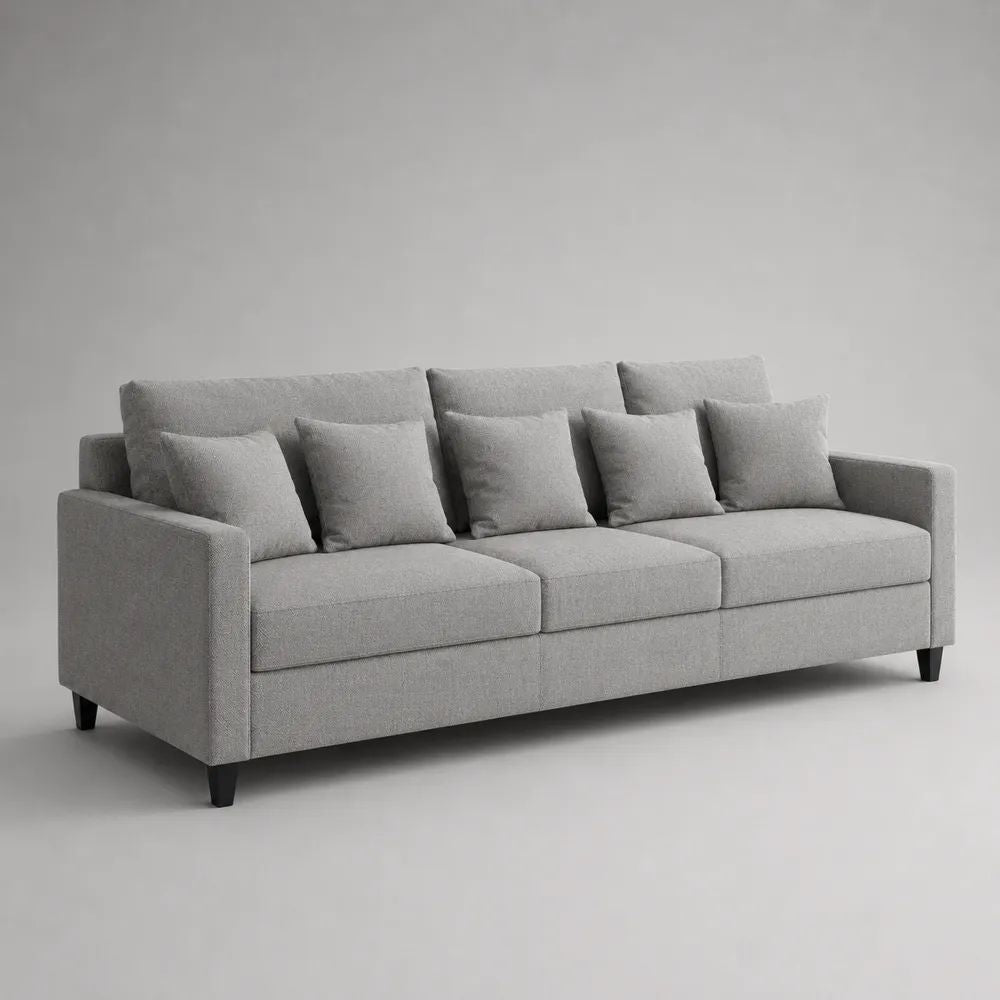 Canapé droit 3 places en polyester gris clair, 230 × 90 × 85 cm