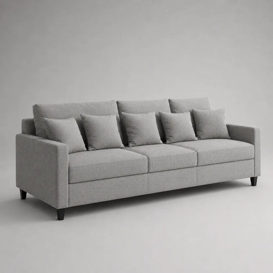 Canapé droit 3 places en polyester gris clair, 230 × 90 × 85 cm