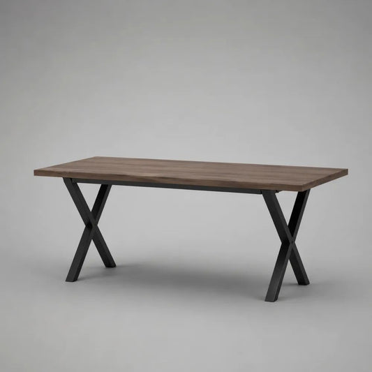 Table basse rectangulaire en bois et acier, chêne brun et noir, 120 × 60 × 45 cm
