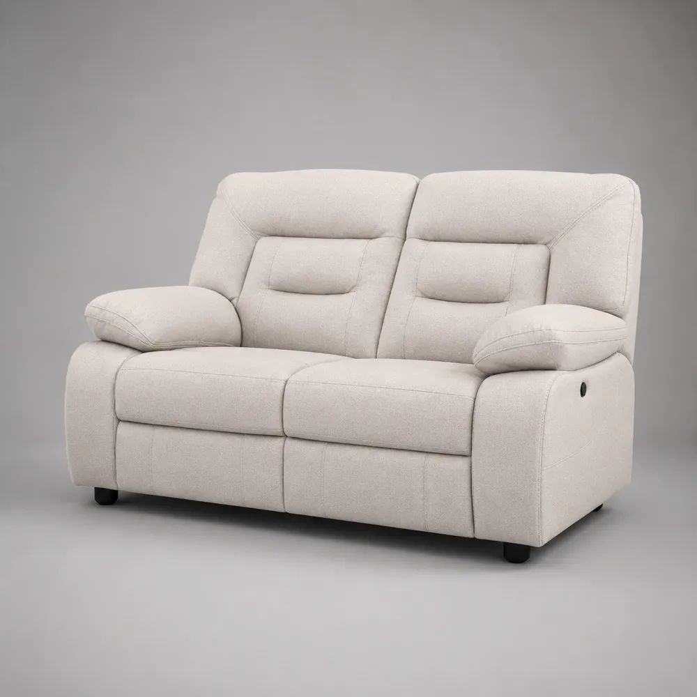 Canapé relax électrique 2 places en tissu beige crème, 153 × 94 × 102 cm