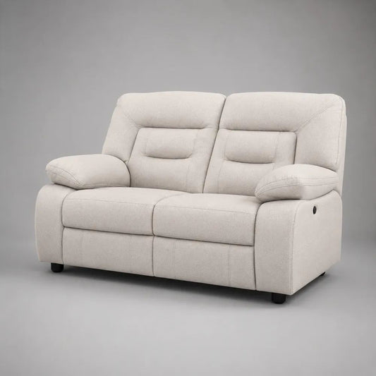 Canapé relax électrique 2 places en tissu beige crème, 153 × 94 × 102 cm